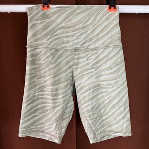 Green Tiger Striped Lulu Biker Shorts - image 1